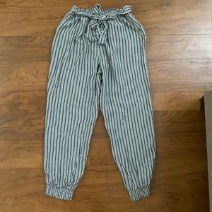 AE flowy blue & white striped dress pants